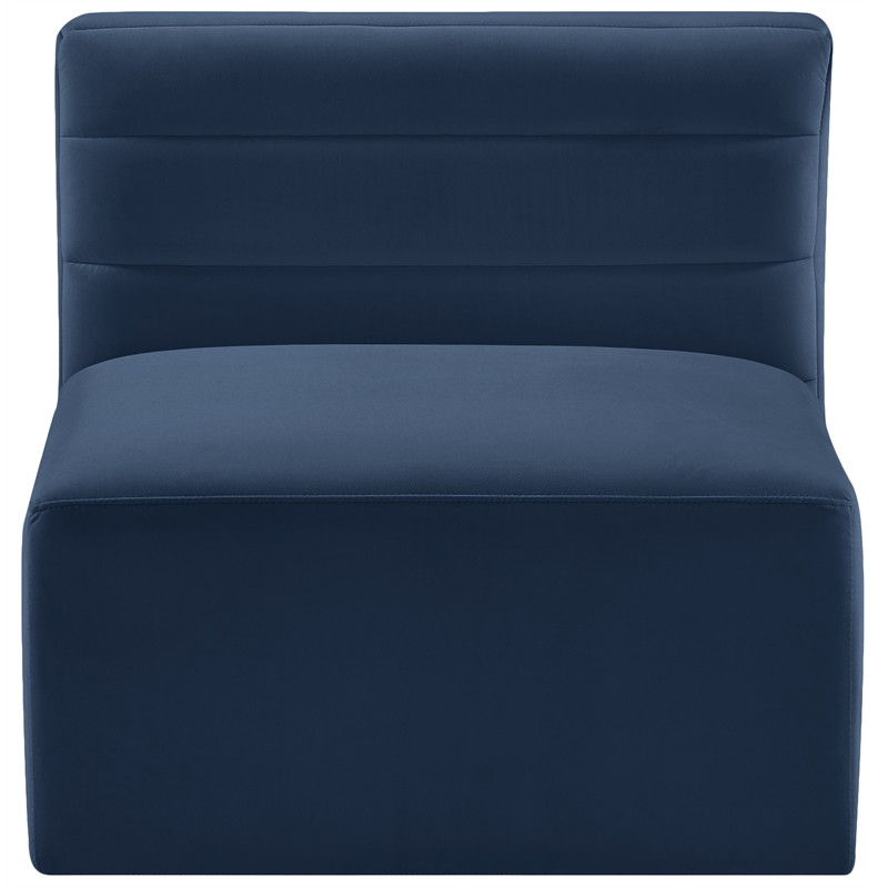 Pemberly Row Contemporary Soft Navy Velvet Modular Armless Chair