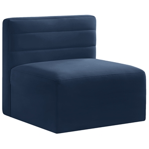 Pemberly Row Contemporary Soft Navy Velvet Modular Armless Chair