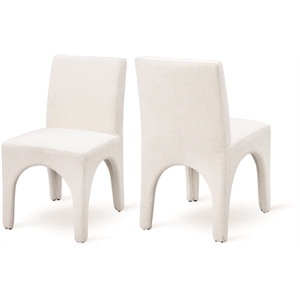Pemberly Row Cream Linen Textured Fabric Dining Chair (Set of 2)