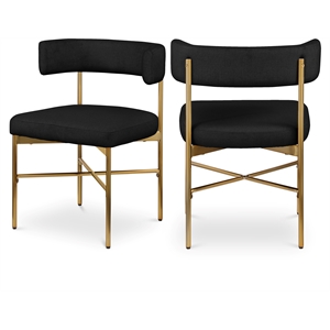 Pemberly Row Black Linen Textured Fabric Dining Chair (Set of 2)