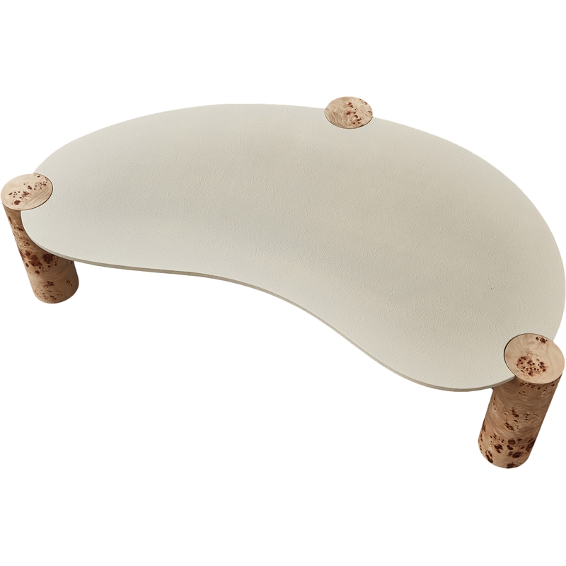 Pemberly Row Contemporary Burl Wood and White Resin Coffee Table