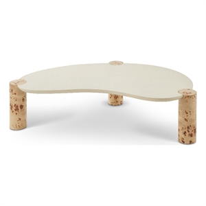 Pemberly Row Contemporary Burl Wood and White Resin Coffee Table