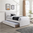 Pemberly Row Contemporary Cream Chenille Fabric Twin Trundle Bed
