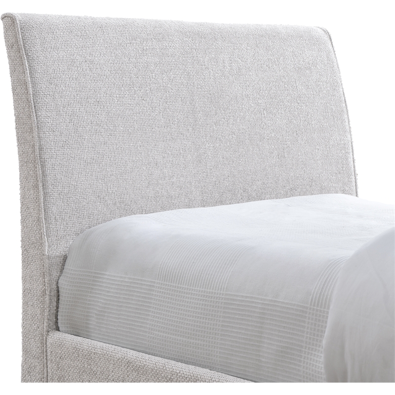 Pemberly Row Contemporary Cream Chenille Fabric Twin Trundle Bed