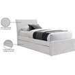 Pemberly Row Contemporary Cream Chenille Fabric Twin Trundle Bed