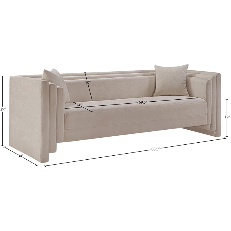 Pemberly Row Contemporary Beige Chenille Fabric Upholstered Sofa