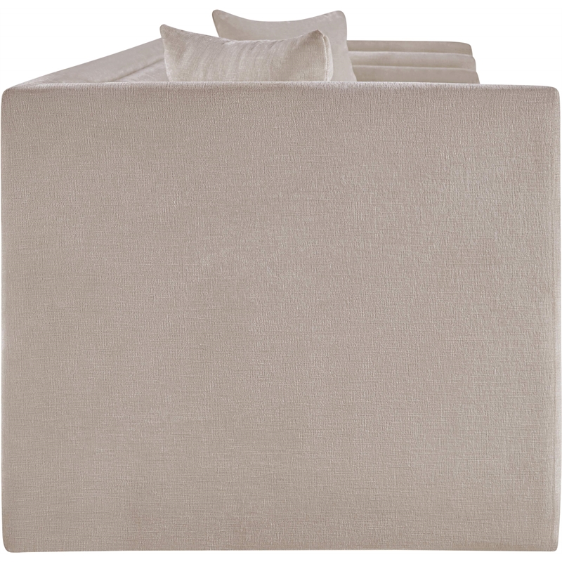 Pemberly Row Contemporary Beige Chenille Fabric Upholstered Sofa