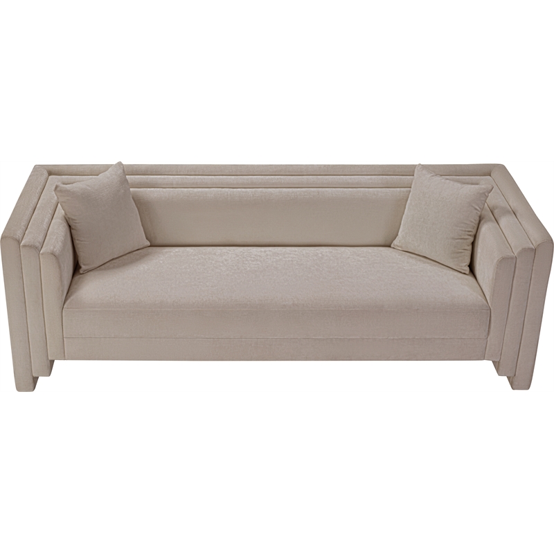 Pemberly Row Contemporary Beige Chenille Fabric Upholstered Sofa