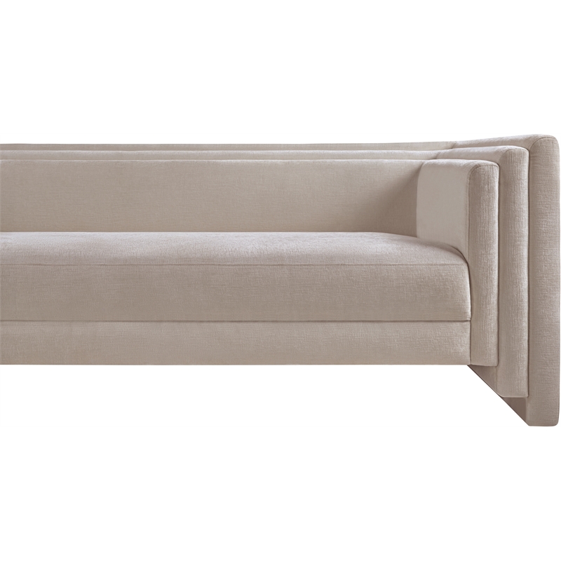 Pemberly Row Contemporary Beige Chenille Fabric Upholstered Sofa
