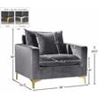 Pemberly Row Contemporary Upholstered Velvet Accent Chair in Gray