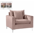 Pemberly Row Contemporary Upholstered Velvet Accent Chair in Pink