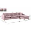 Pemberly Row Contemporary 2pc Velvet Reversible Sectional in Pink