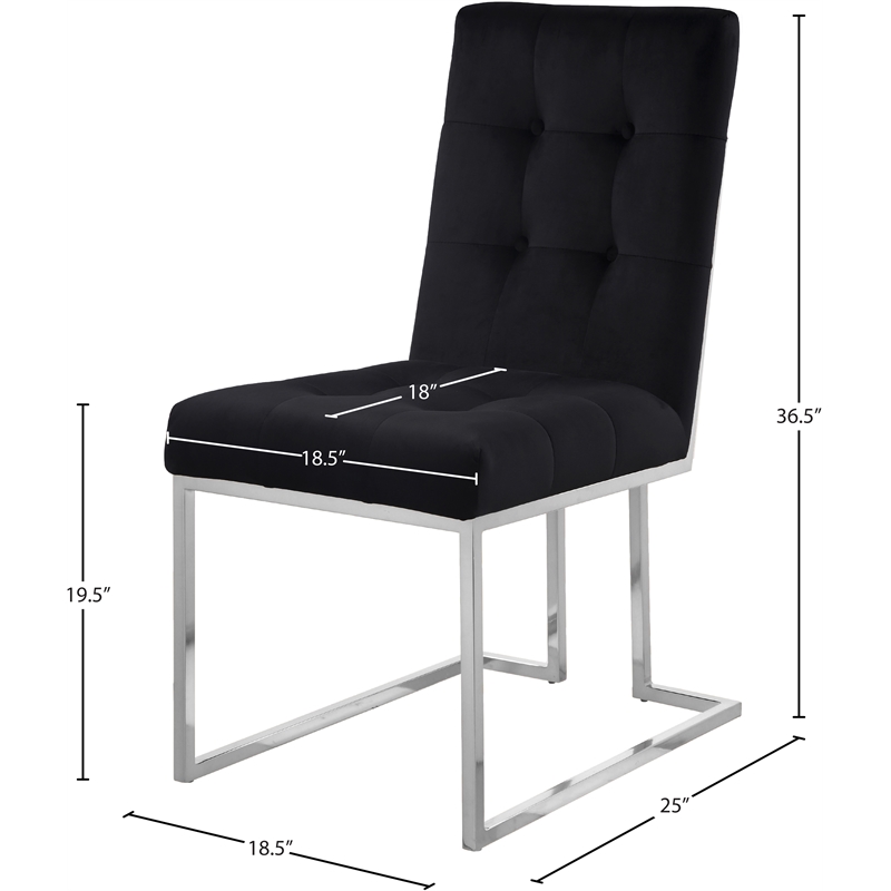 Pemberly Row Contemporary Velvet Dining Chair in Black (Set of 2)