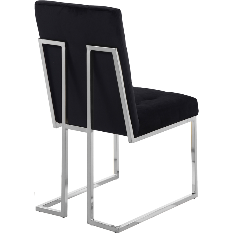 Pemberly Row Contemporary Velvet Dining Chair in Black (Set of 2)