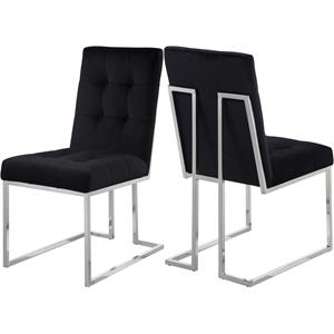 Pemberly Row Contemporary Velvet Dining Chair in Black (Set of 2)