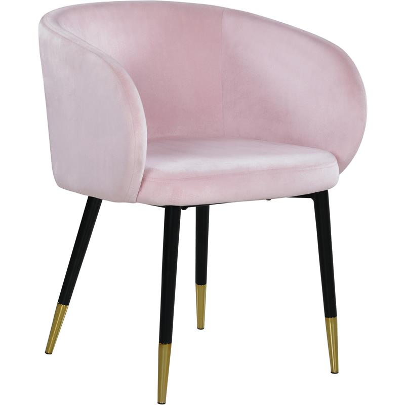 Pemberly Row Contemporary Upholstered Velvet Dining Chair in Pink