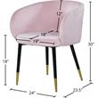 Pemberly Row Contemporary Upholstered Velvet Dining Chair in Pink