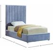 Pemberly Row Modern Solid Wood Tufted Velvet Twin Bed in SKy Blue
