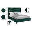Pemberly Row Solid Wood Tufted Velvet Wing Back Full Bed in Green
