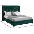 Pemberly Row Solid Wood Tufted Velvet Wing Back Full Bed in Green