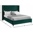 Pemberly Row Solid Wood Tufted Velvet Wing Back King Bed in Green