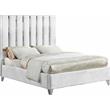 Pemberly Row Contemporary Solid Wood and Velvet King Bed in White