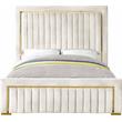 Pemberly Row Contemporary Solid Wood and Velvet King Bed in Cream