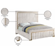 Pemberly Row Contemporary Solid Wood and Velvet King Bed in Cream