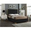 Pemberly Row Contemporary Solid Wood and Velvet King Bed in Black