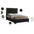 Pemberly Row Contemporary Solid Wood and Velvet King Bed in Black