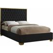 Pemberly Row Contemporary Solid Wood and Velvet King Bed in Black