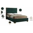 Pemberly Row Contemporary Solid Wood and Velvet King Bed in Green