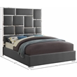 Pemberly Row Modern Solid Wood and Vegan Leather King Bed in Gray
