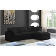 Pemberly Row Contemporary Standard Black Velvet Modular Sectional