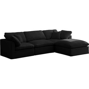 Pemberly Row Contemporary Standard Black Velvet Modular Sectional