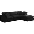 Pemberly Row Contemporary Standard Black Velvet Modular Sectional