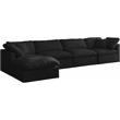 Pemberly Row Contemporary Standard Black Velvet Modular Sectional