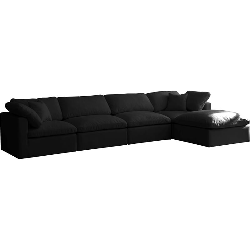 Pemberly Row Contemporary Standard Black Velvet Modular Sectional