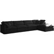 Pemberly Row Contemporary Standard Black Velvet Modular Sectional
