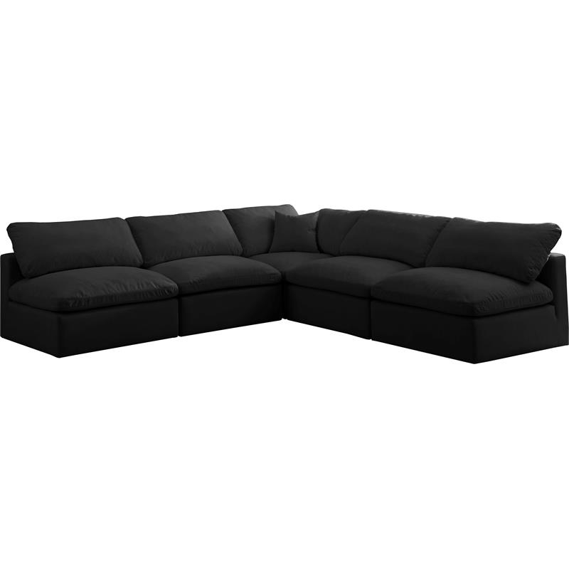 Pemberly Row Contemporary Standard Black Velvet Modular Sectional