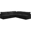 Pemberly Row Contemporary Standard Black Velvet Modular Sectional