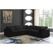 Pemberly Row Contemporary Standard Black Velvet Modular Sectional