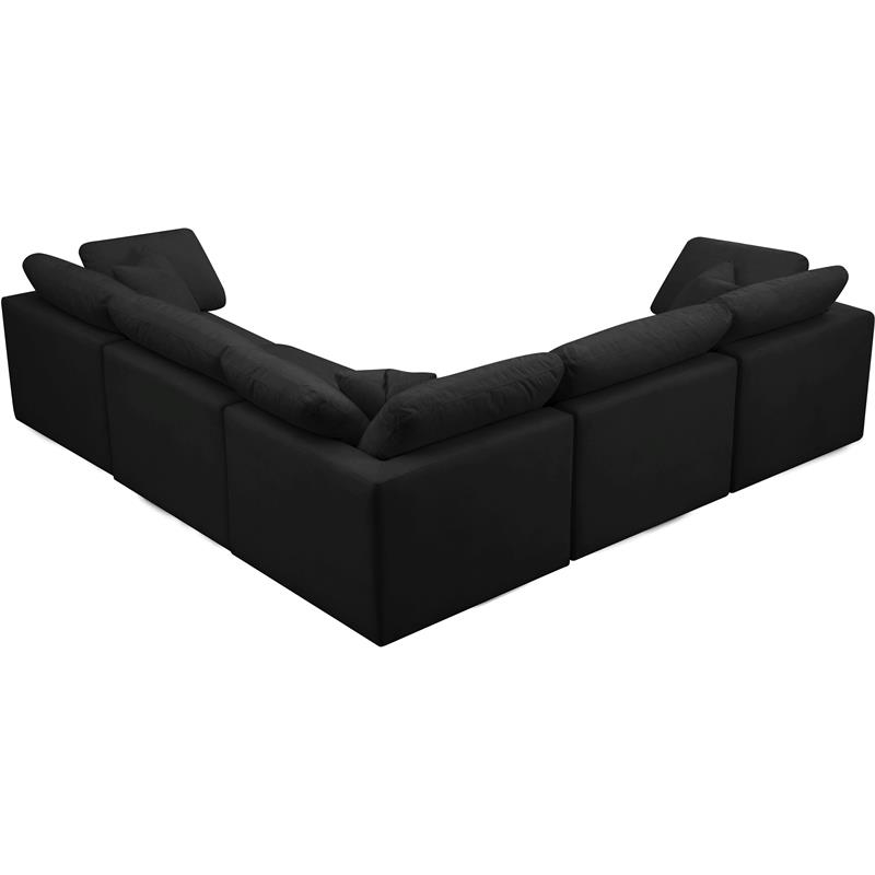 Pemberly Row Contemporary Standard Black Velvet Modular Sectional