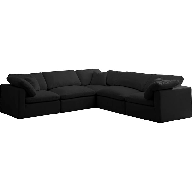 Pemberly Row Contemporary Standard Black Velvet Modular Sectional