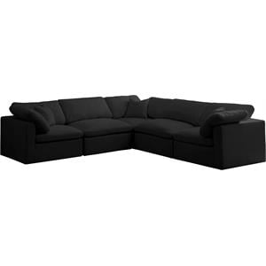 Pemberly Row Contemporary Standard Black Velvet Modular Sectional