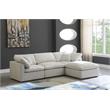 Pemberly Row Contemporary Standard Cream Velvet Modular Sectional