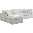 Pemberly Row Contemporary Standard Cream Velvet Modular Sectional