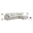 Pemberly Row Contemporary Standard Cream Velvet Modular Sectional