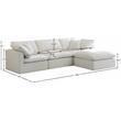Pemberly Row Contemporary Standard Cream Velvet Modular Sectional
