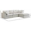 Pemberly Row Contemporary Standard Cream Velvet Modular Sectional